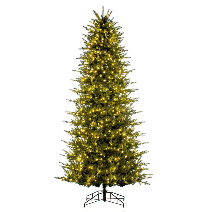 14'Hx84"W PE Slim Georgian Fraser Fir Artificial Christmas Tree, LED Pre-Lit -Green - K230496LED