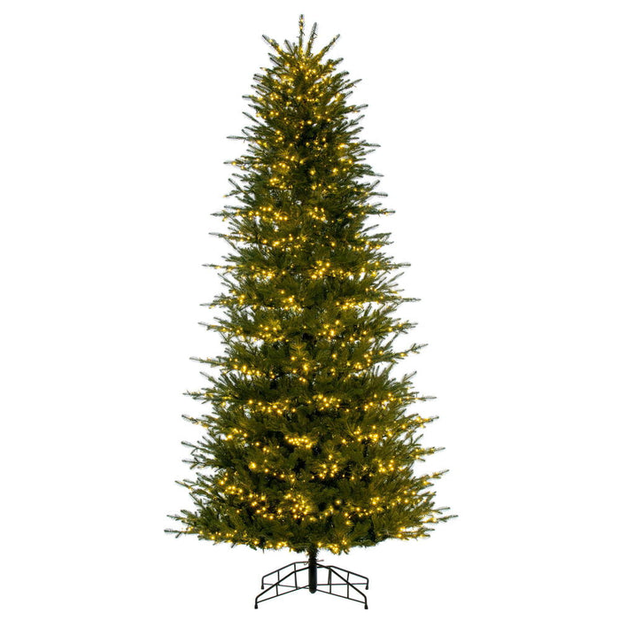 9'Hx53"W PE Slim Georgian Fraser Fir Artificial Christmas Tree, Micro LED Pre-Lit -Green - K230581LED