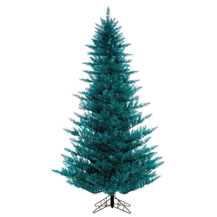 4'6"Hx34"W Tinsel Artificial Christmas Tree, Unlit -Aqua - K234145