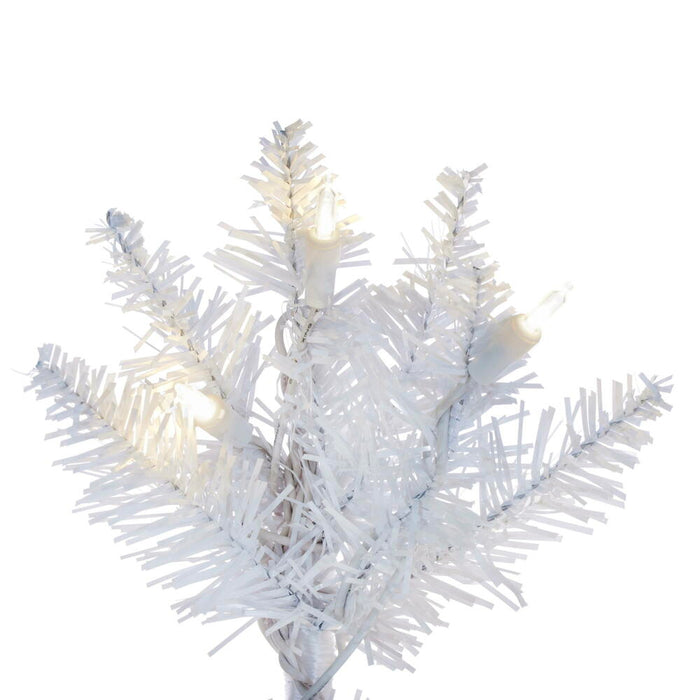 7'6"Hx32"W Pencil Artificial Christmas Tree, LED Pre-Lit -White - K240176LED