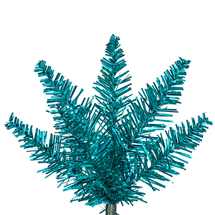 7'6"Hx32"W Tinsel Pencil Artificial Christmas Tree, Unlit -Aqua - K240875