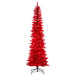 6'6"Hx28"W Pencil Artificial Christmas Tree, LED Pre-Lit (Red) -Red - K241266LED