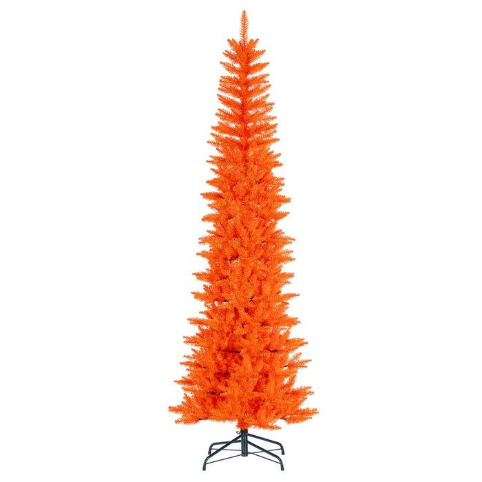 6'6"Hx28"W Pencil Artificial Christmas Tree, Unlit -Orange - K242165