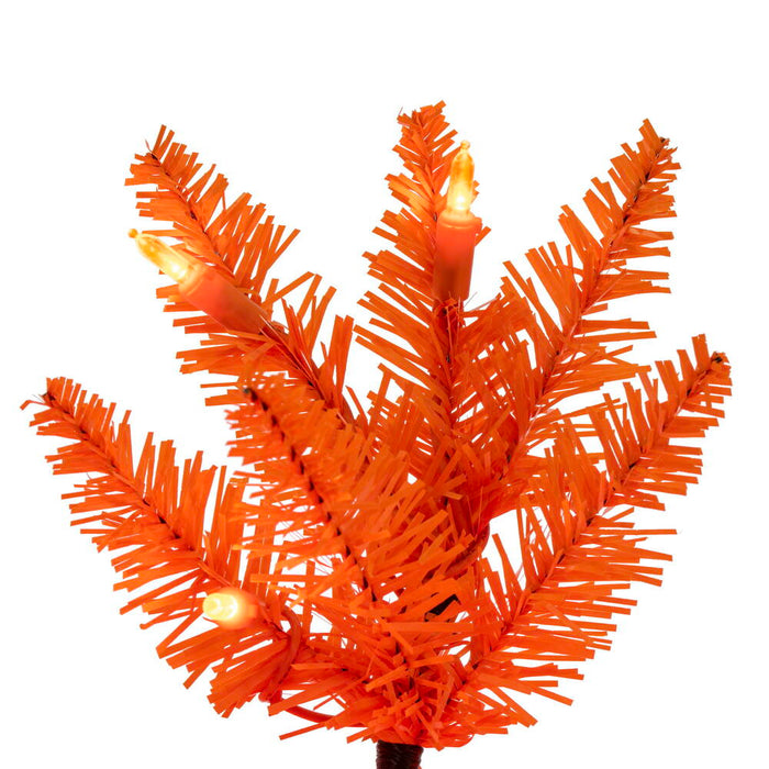 8'6"Hx38"W Pencil Artificial Christmas Tree, LED Pre-Lit (Orange) -Orange - K242181LED