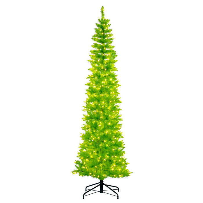 6'6"Hx28"W Pencil Artificial Christmas Tree, LED Pre-Lit (Lime) -Lime - K242866LED