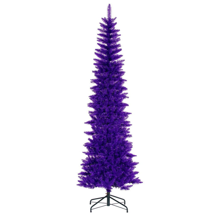 6'6"Hx28"W Pencil Artificial Christmas Tree, Unlit -Purple - K242965