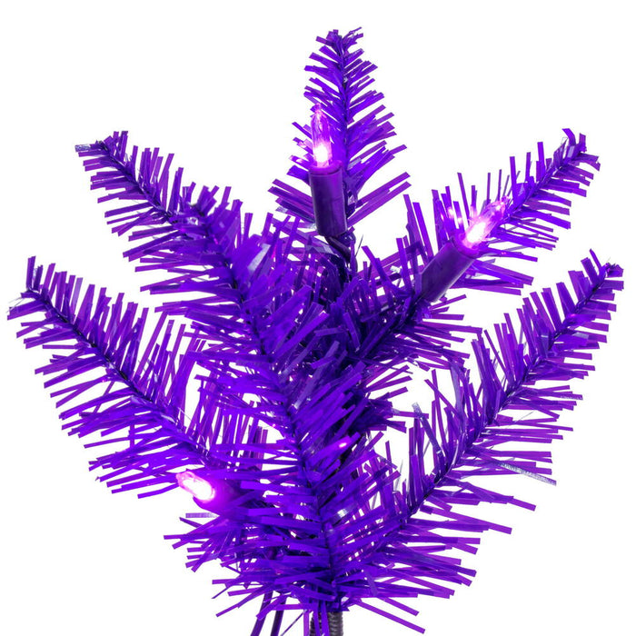 9'6"Hx42"W Pencil Artificial Christmas Tree, LED Pre-Lit (Purple) -Purple - K242986LED