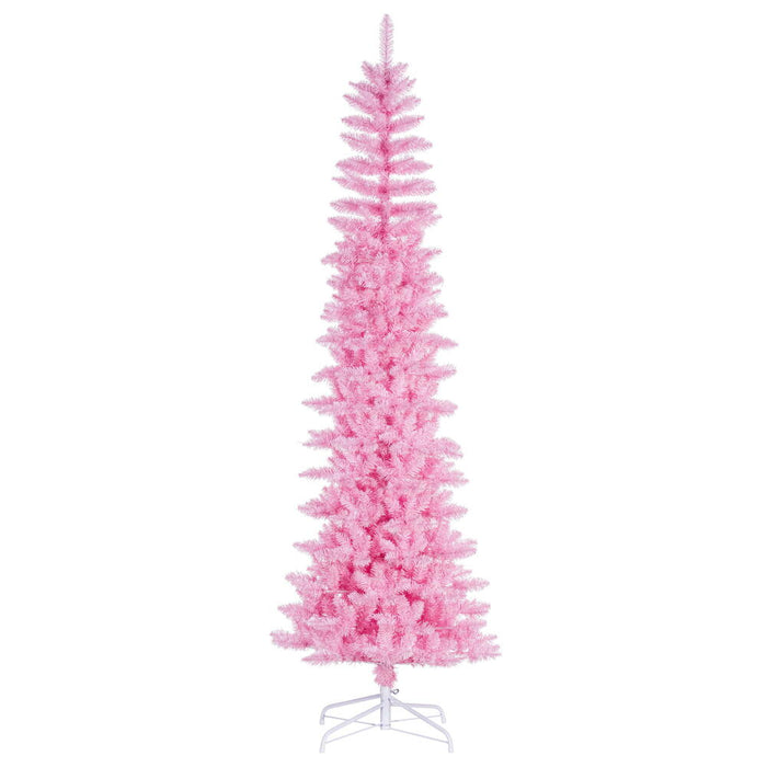 7'6"Hx32"W Pencil Artificial Christmas Tree, Unlit -Pink - K243575