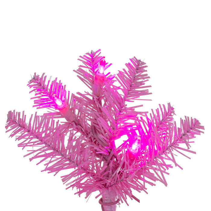 8'6"Hx38"W Pencil Artificial Christmas Tree, LED Pre-Lit (Pink) -Pink - K243581LED
