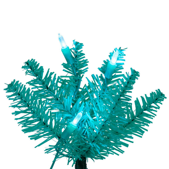 6'6"Hx28"W Pencil Artificial Christmas Tree, LED Pre-Lit (Aqua) -Aqua - K243966LED