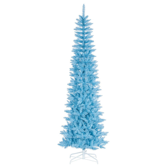 8'6"Hx38"W Pencil Artificial Christmas Tree, Unlit -Sky Blue - K244080