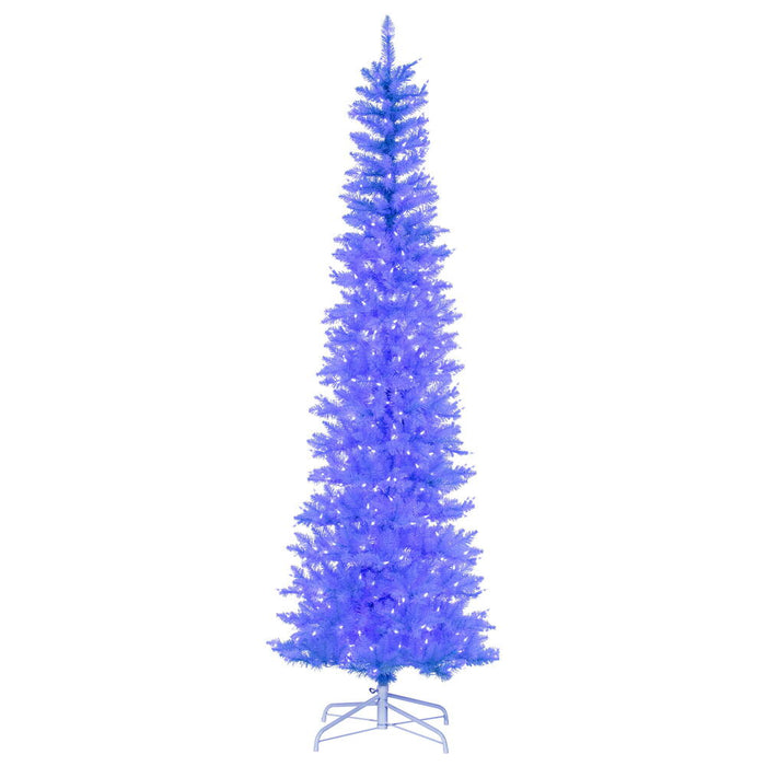 6'6"Hx28"W Pencil Artificial Christmas Tree, LED Pre-Lit (Sky Blue) -Sky Blue - K244066LED
