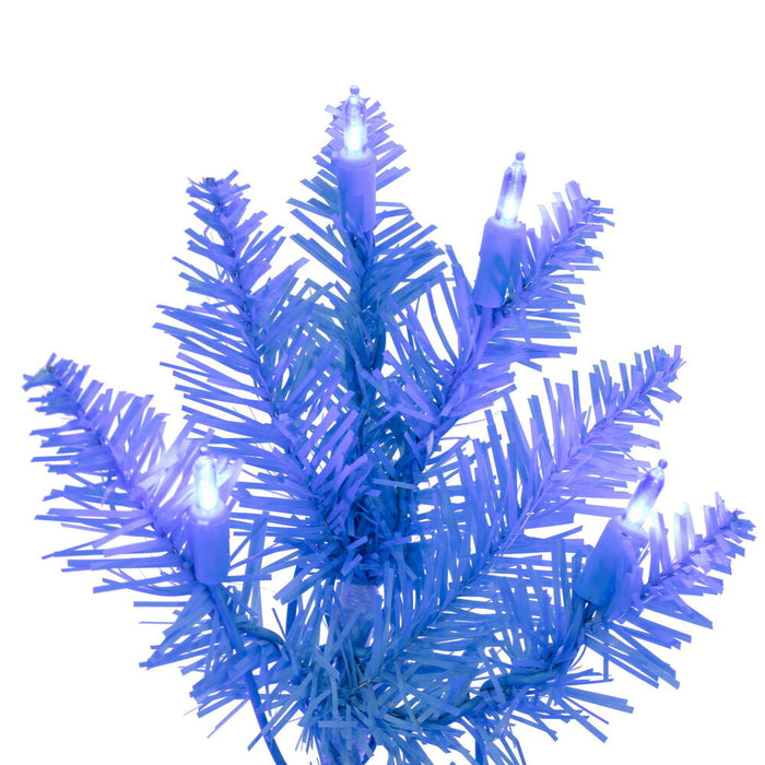7'6"Hx32"W Pencil Artificial Christmas Tree, LED Pre-Lit (Sky Blue) -Sky Blue - K244076LED