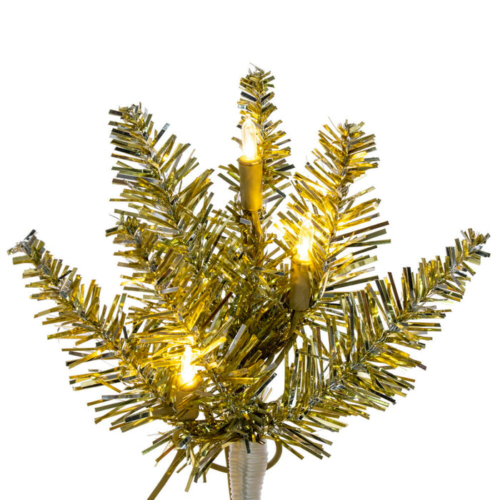 8'6"Hx38"W Tinsel Pencil Artificial Christmas Tree, LED Pre-Lit -Champagne - K246181LED