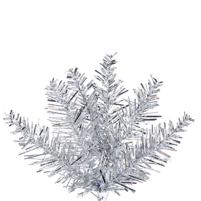 6'6"Hx28"W Tinsel Pencil Artificial Christmas Tree, Unlit -Silver - K246565