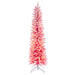 6'6"Hx26"W Flocked Fir Artificial Christmas Tree, LED Pre-Lit -Pink/White - K255066LED