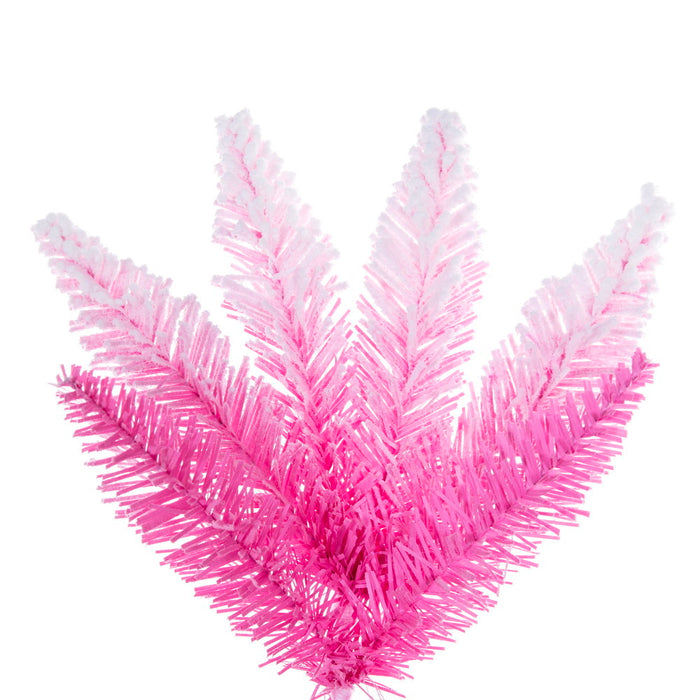 3'Hx16"W Flocked Fir Artificial Christmas Tree, Unlit -Pink/White - K255030