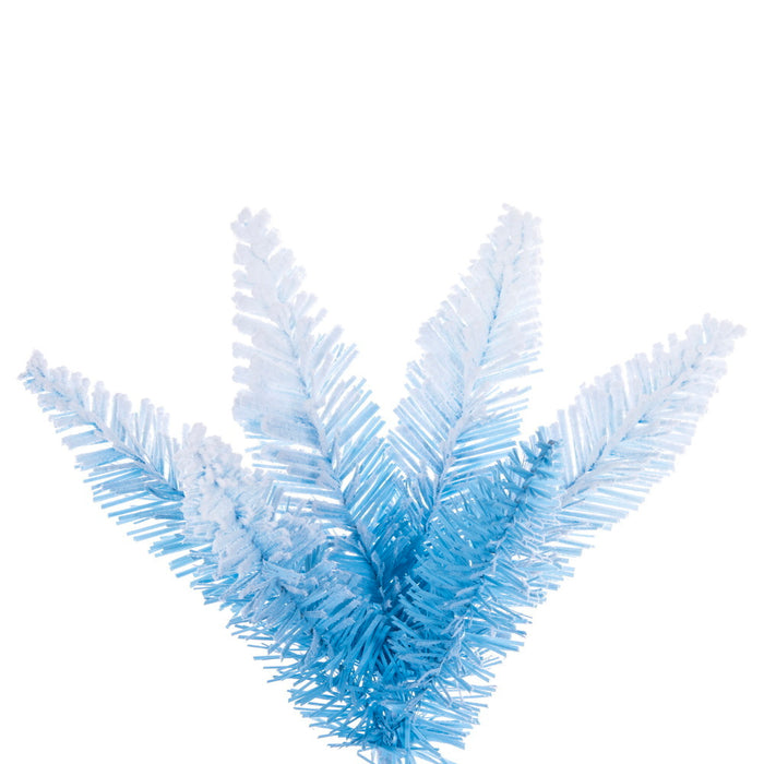 7'6"Hx28"W Flocked Fir Artificial Christmas Tree, Unlit -Baby Blue/White - K255575