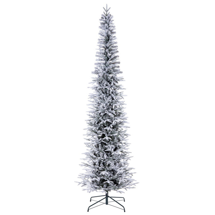 6'6"Hx28"W PE Pencil Frosted Bixley Pine Artificial Christmas Tree, Unlit -White/Green - K257465