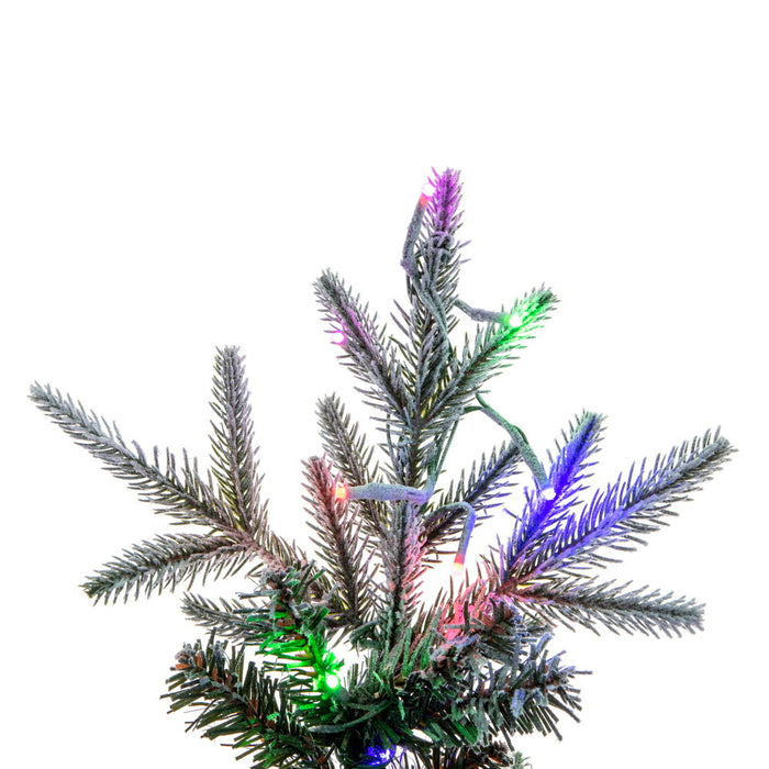 12'Hx56"W PE Pencil Frosted Bixley Pine Artificial Christmas Tree, Micro LED Pre-Lit (Multi-Mode) -White/Green - K257493LEDCC
