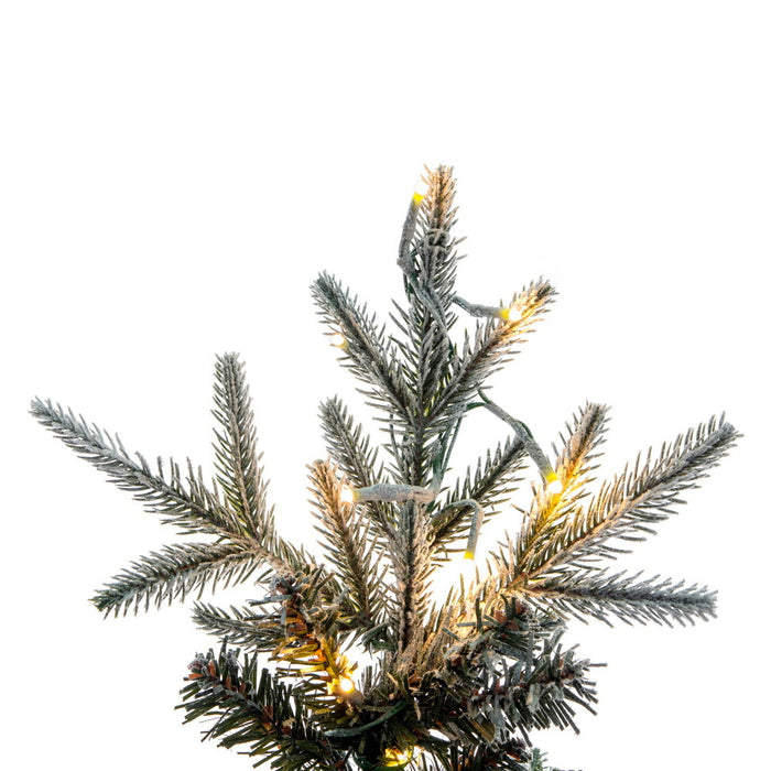 8'6"Hx36"W PE Pencil Frosted Bixley Pine Artificial Christmas Tree, Micro LED Pre-Lit (Multi-Mode) -White/Green - K257483LEDCC