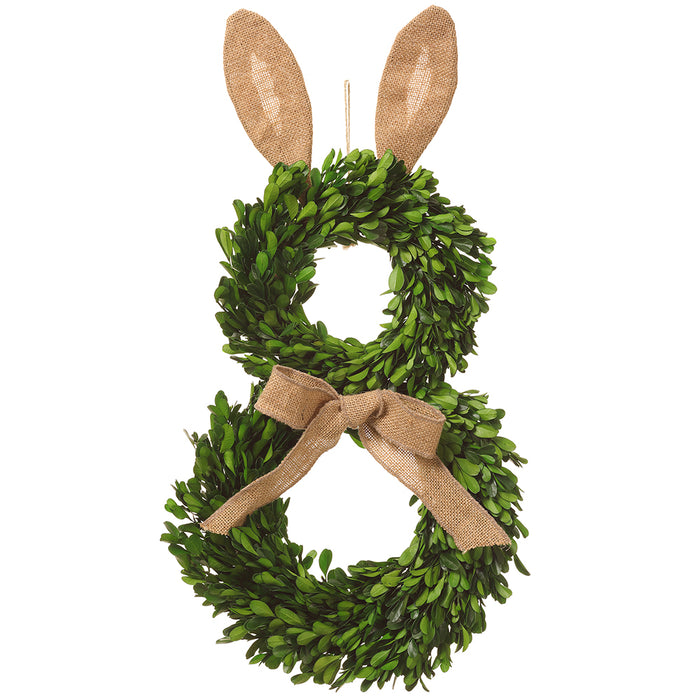 21" Preserved Boxwood Bunny Hanging Wreath -Green (pack of 2) - KWB731-GR