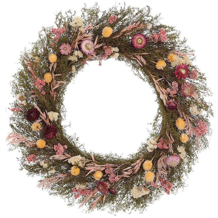 21" Preserved Mixed Flower Wreath -Mixed Colors - KWF152-MX