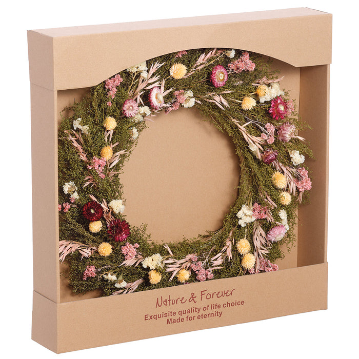 21" Preserved Mixed Flower Wreath -Mixed Colors - KWF152-MX