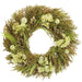 12" Preserved Hydrangea Flower, Allium & Fern Leaf Wreath -2 Tone Green - KWH139-GR/TT