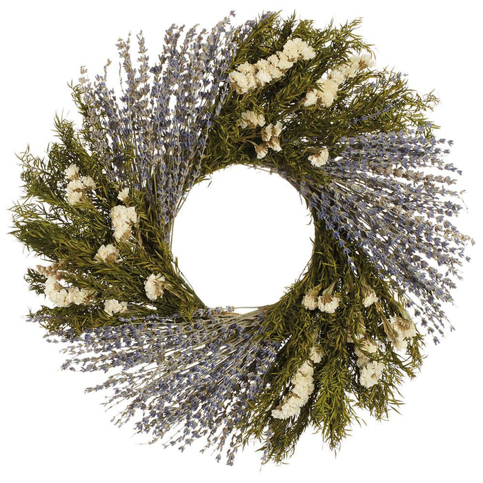 16" Preserved Lavender & Statice Flower Wreath -Lavender/White - KWL127-LV/WH