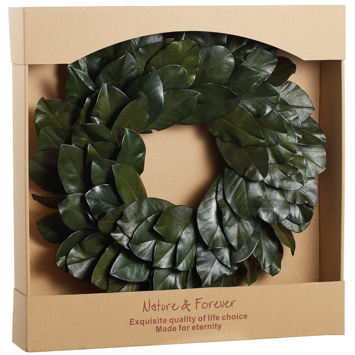 magnolia hanging plant 19" Preserved Magnolia Leaf Hanging Wreath -Green