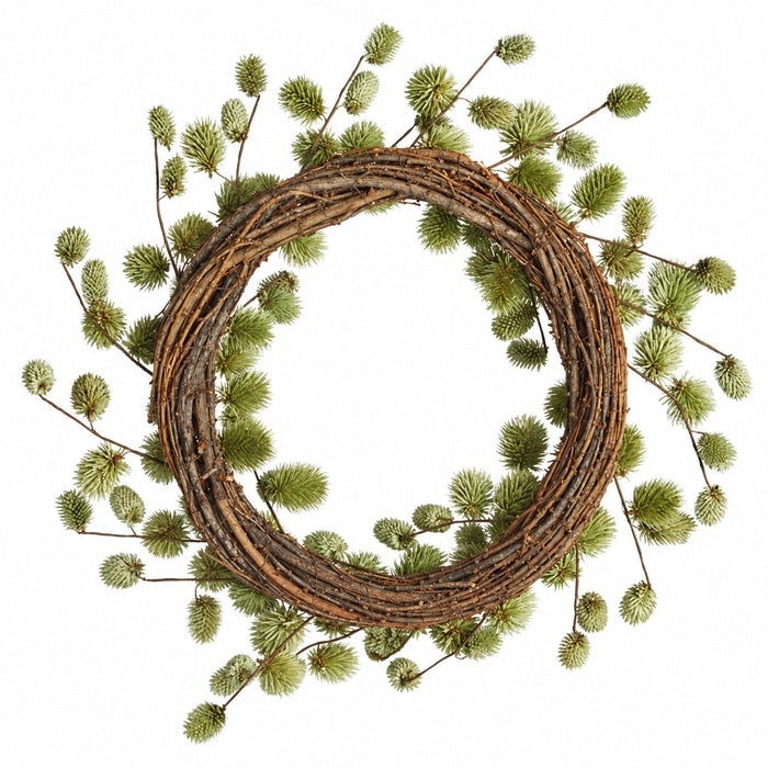 19.7" Preserved Thistle Wreath -Green (Pack of 4) - KWT281-GR