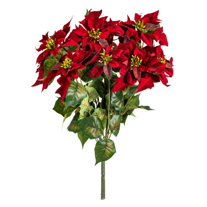 18" Silk Poinsettia Flower Bush -Red (Pack of 6) - L225918