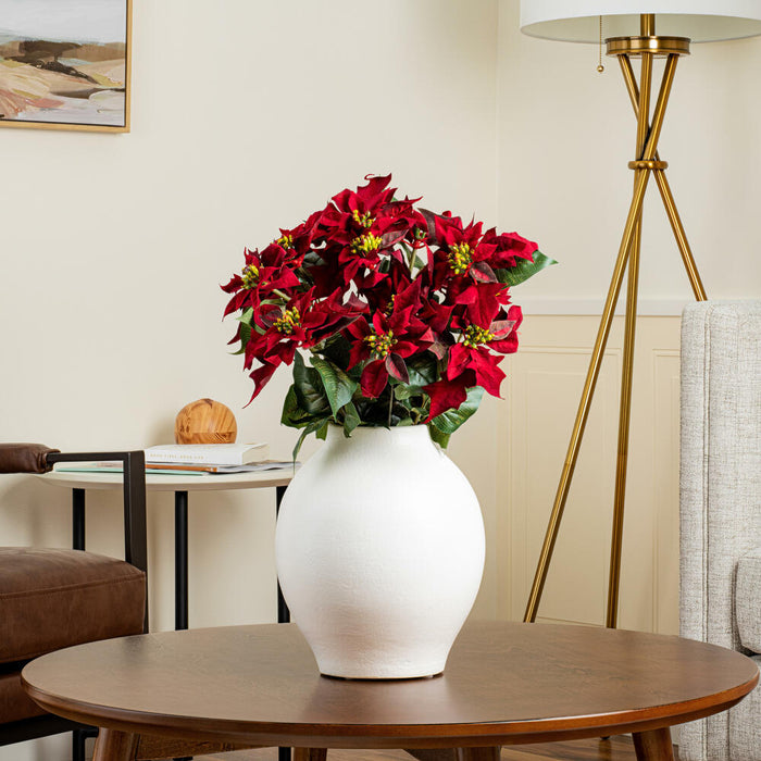 18" Silk Poinsettia Flower Bush -Red (Pack of 6) - L225918