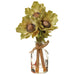 8.5" Anemone Silk Flower Arrangement w/Glass Vase - Green (pack of 12) - LFA050-GR
