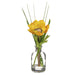 8" Silk Anemone Flower & Grass Arrangement w/Glass Vase -Yellow (Pack of 12) - LFA261-YE