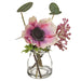 5.5" Silk Anemone Flower & Eucalyptus Arrangement w/Glass Vase -2 Tone Pink (pack of 12) - LFA757-PK/TT