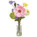 14" Anemone, Ranunculus & Daffodil Silk Flower Arrangement w/Glass Vase -Mixed Colors (Pack of 6) - LFA800-MX