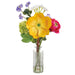14" Anemone, Ranunculus & Narcissus Silk Flower Arrangement w/Glass Vase -Mixed Colors (Pack of 6) - LFA801-MX