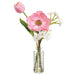 15" Anemone & Tulip Silk Flower Arrangement w/Glass Vase -Pink/Cream (Pack of 6) - LFA803-PK/CR