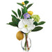 13" Anemone, Snowball & Lemon Silk Flower Arrangement w/Glass Vase -White/Yellow (Pack of 6) - LFA806-WH/YE