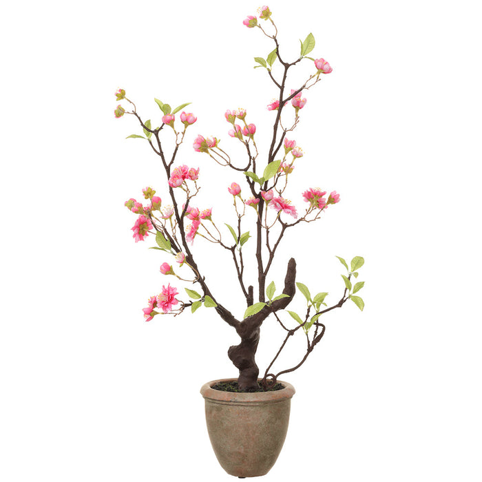 28" Cherry Blossom Silk Flower Arrangement w/Terra Cotta Pot -Pink (pack of 4) - LFB019-PK