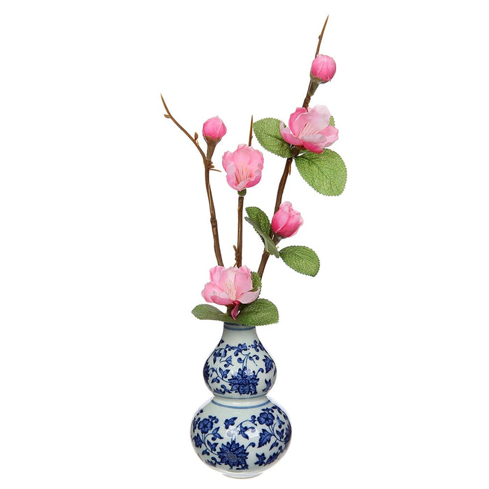 10.5" Silk Blossom Flower Arrangement w/Ceramic Vase -Pink (Pack of 6) - LFB122-PK