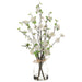 24.5" Cherry Blossom Silk Flower Arrangement w/Glass Vase -White (pack of 2) - LFB227-WH