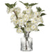 18" Cherry Blossom Silk Flower Arrangement w/Glass Vase -White (pack of 2) - LFB749-WH