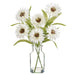13" Cosmos Silk Flower Arrangement w/Glass Vase -White (Pack of 6) - LFC490-WH