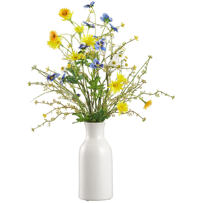 19.5" Daisy & Pansy Silk Flower Arrangement w/Ceramic Bottle -Mixed Colors (pack of 6) - LFD003-MX