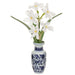 12" Daffodil Silk Flower Arrangement w/Ceramic Vase -White (pack of 6) - LFD006-WH