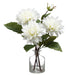 14" Silk Dahlia Flower Arrangement w/Glass Vase -White (pack of 6) - LFD057-WH