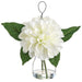 8" Dahlia Silk Flower Arrangement w/Glass Vase -White (Pack of 6) - LFD190-WH